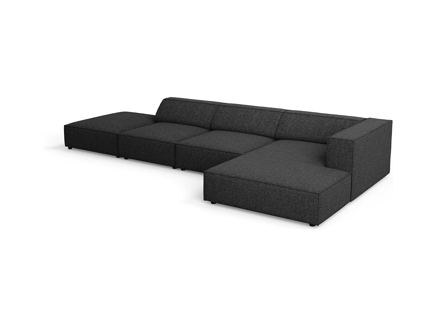 Cosmopolitan Design - Divano angolare destro "Arendal" 5 posti in ciniglia nero - 341x166x70cm