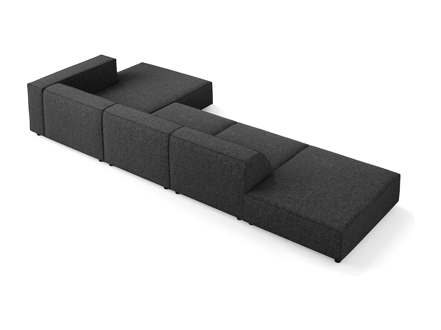 Cosmopolitan Design - Sofá de canto direito "Arendal" 5 lugares em tecido chenille preto - 341x166x70cm