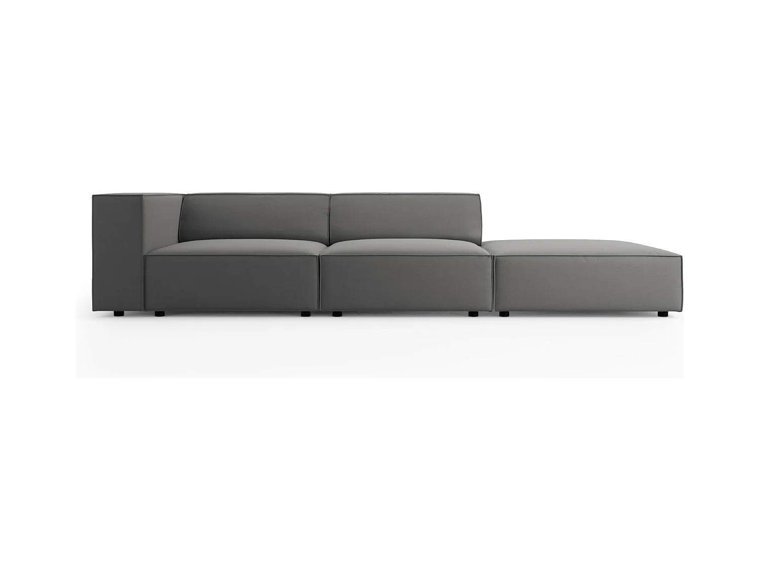 Cosmopolitan Design - Rechte bank "Arendal" 4 zitplaatsen, Flueel, Cement - 262x102x70cm