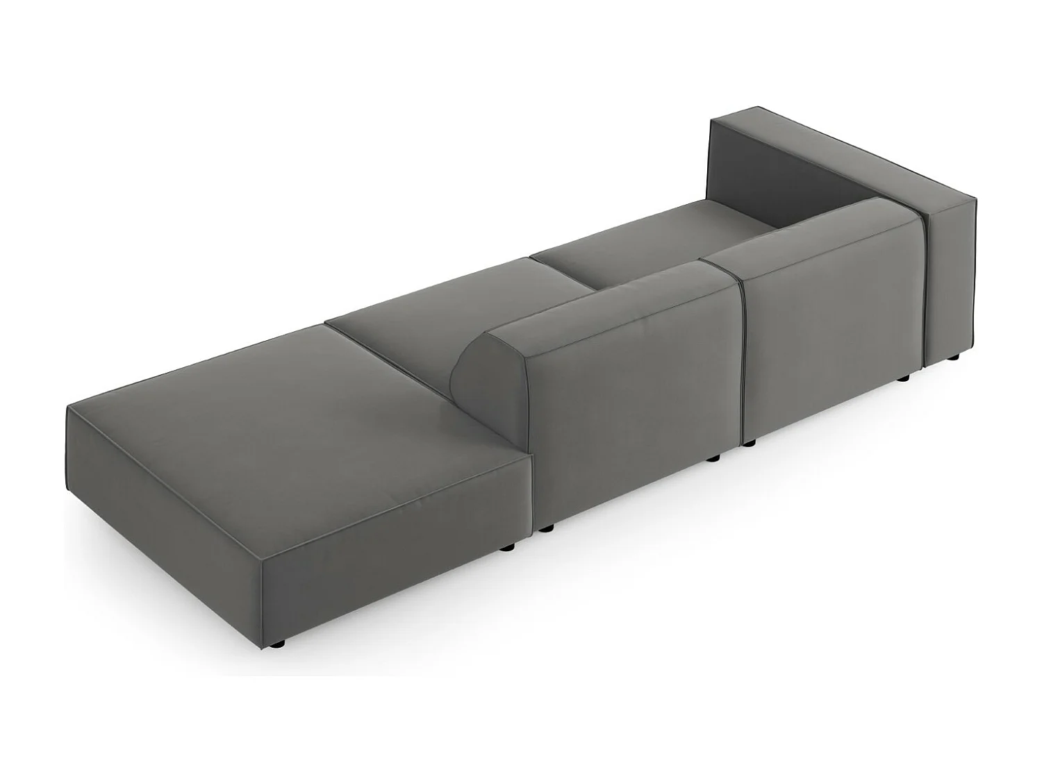 Cosmopolitan Design - Canapé droit "Arendal" 4 places en velours ciment - 262x102x70cm