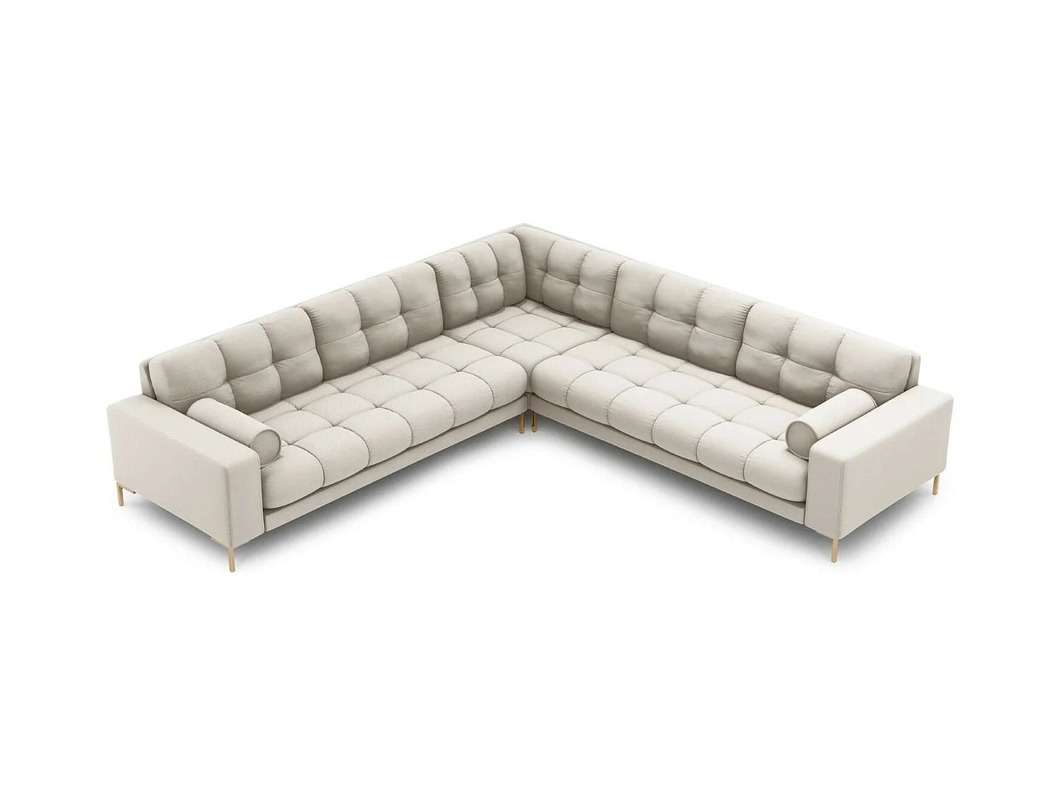 Cosmopolitan Design - Symmetrische hoekbank "Bali" 6 zitplaatsen, Structurele stof, Beige - 256x256x75cm