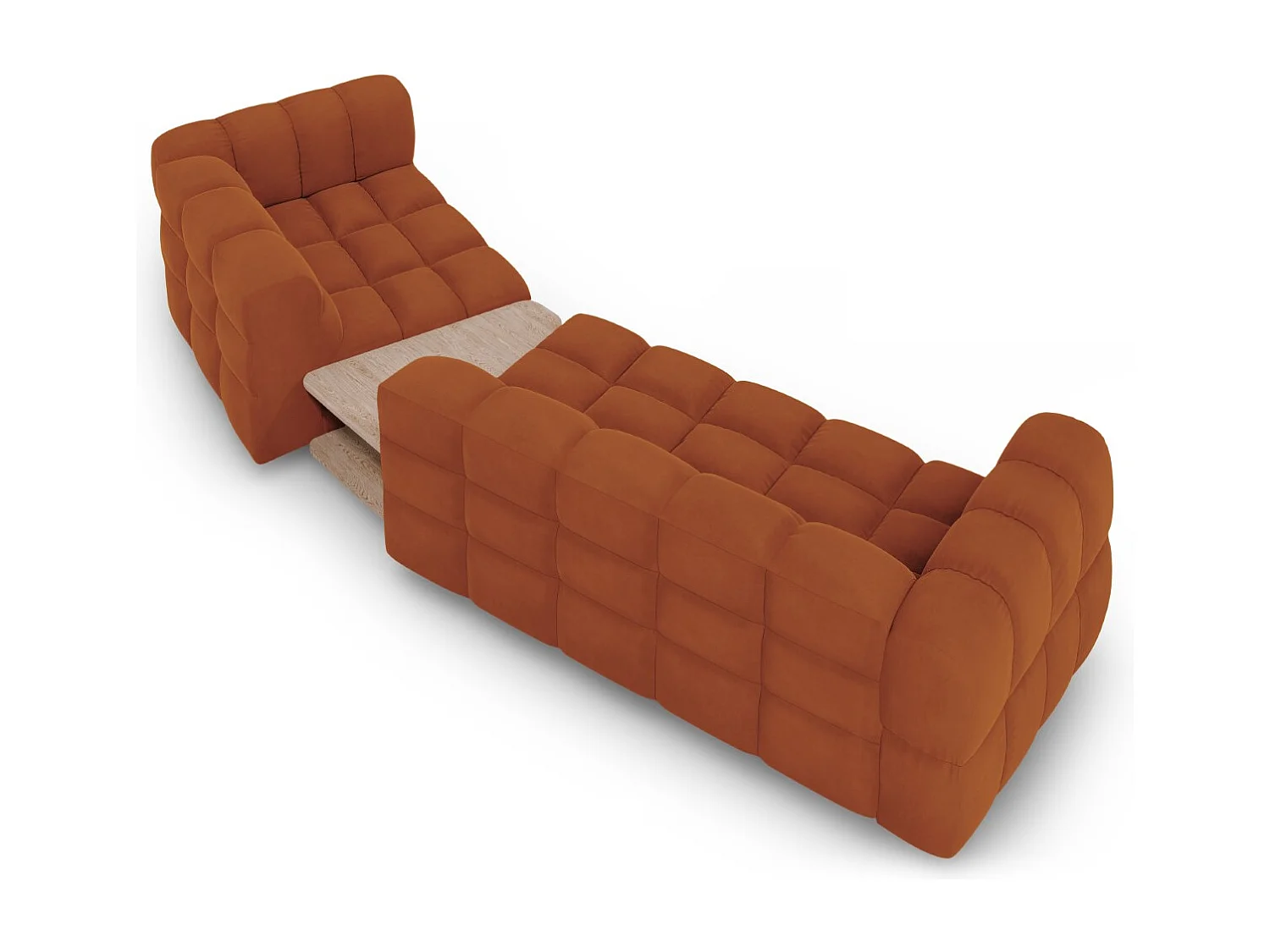Cosmopolitan Design - Sofa modułowa bok prawy, "Sky" 3 miejsca welur, terakota - 353x148x75cm