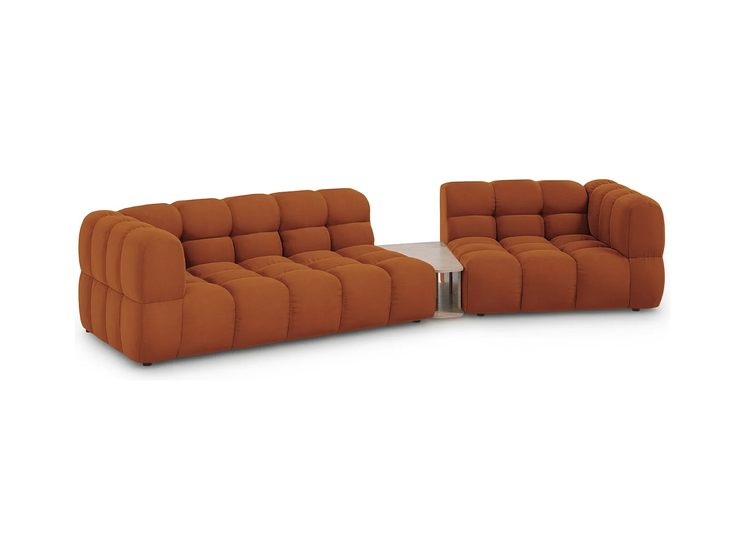 Cosmopolitan Design - Rechte modulaire bank "Sky" 3 zitplaatsen, Flueel, Terracotta - 353x148x75cm