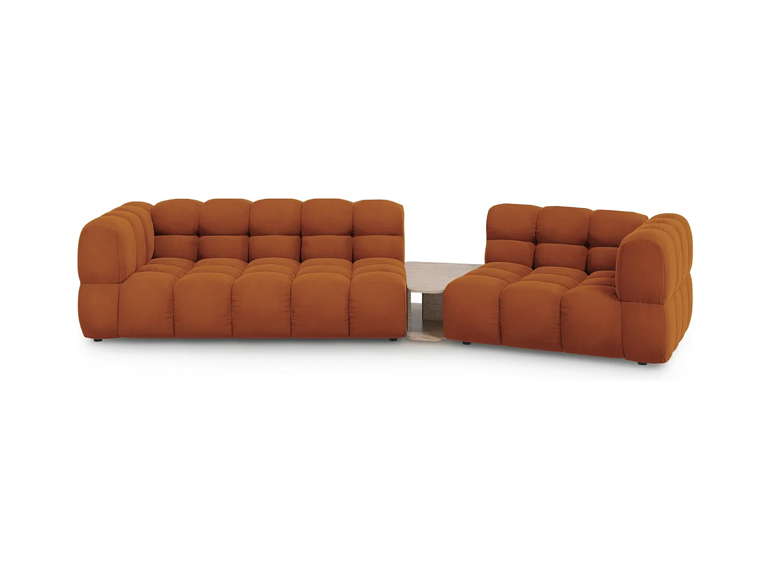 Cosmopolitan Design - Rechte modulaire bank "Sky" 3 zitplaatsen, Flueel, Terracotta - 353x148x75cm