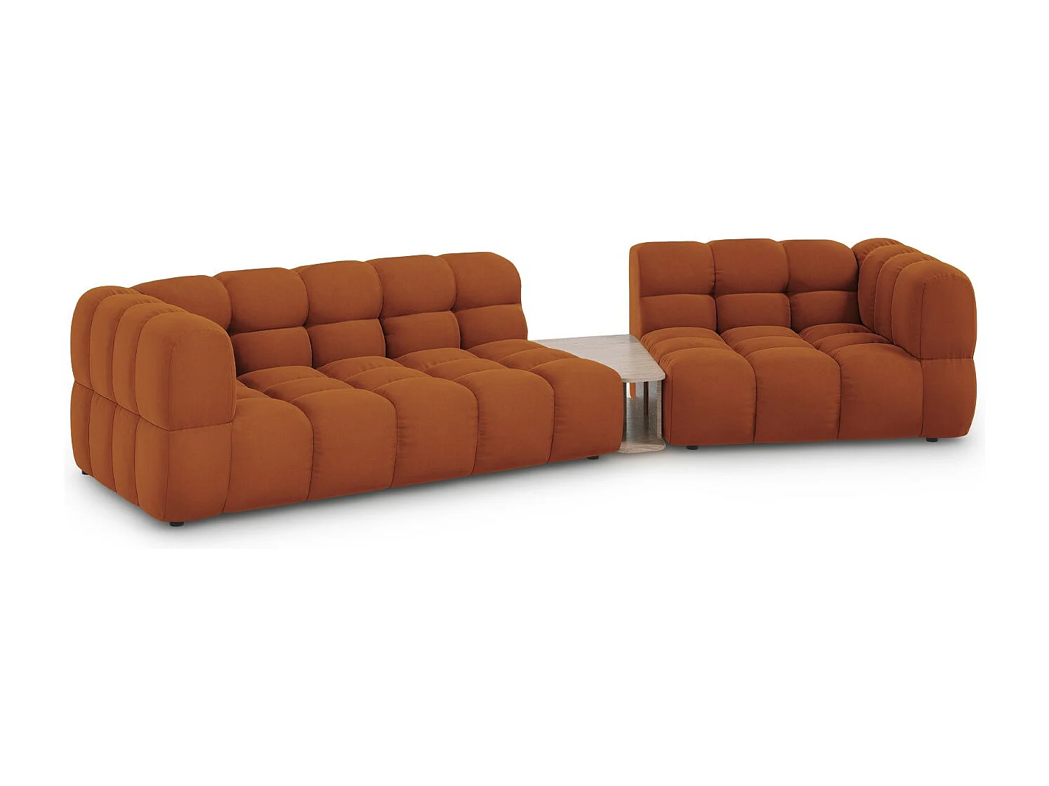 Cosmopolitan Design - Canapé modulable droit "Sky" 3 places en velours terracotta - 353x148x75cm