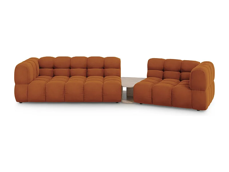 Cosmopolitan Design - Canapé modulable droit "Sky" 3 places en velours terracotta - 353x148x75cm