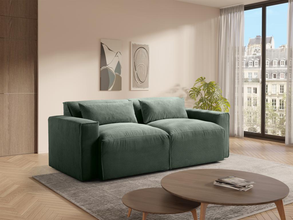 Sofa 3-Sitzer - Cord - Grün - VELINOR günstig online kaufen
