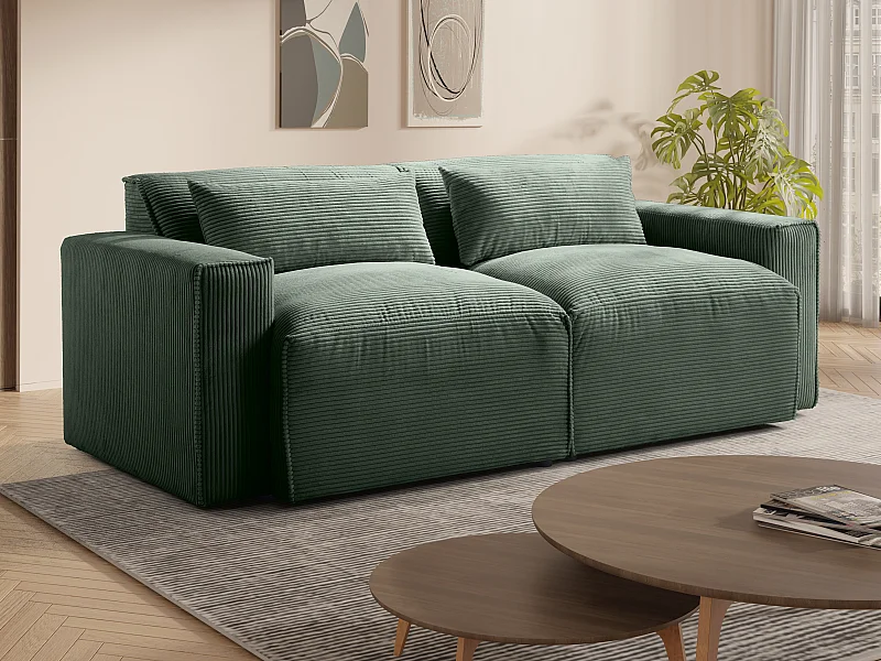 Divano 3 posti in Velluto a coste Verde - VELINOR