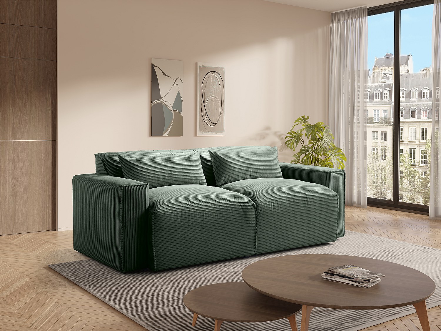 Sofa 3-Sitzer - Cord - Grün - VELINOR günstig online kaufen