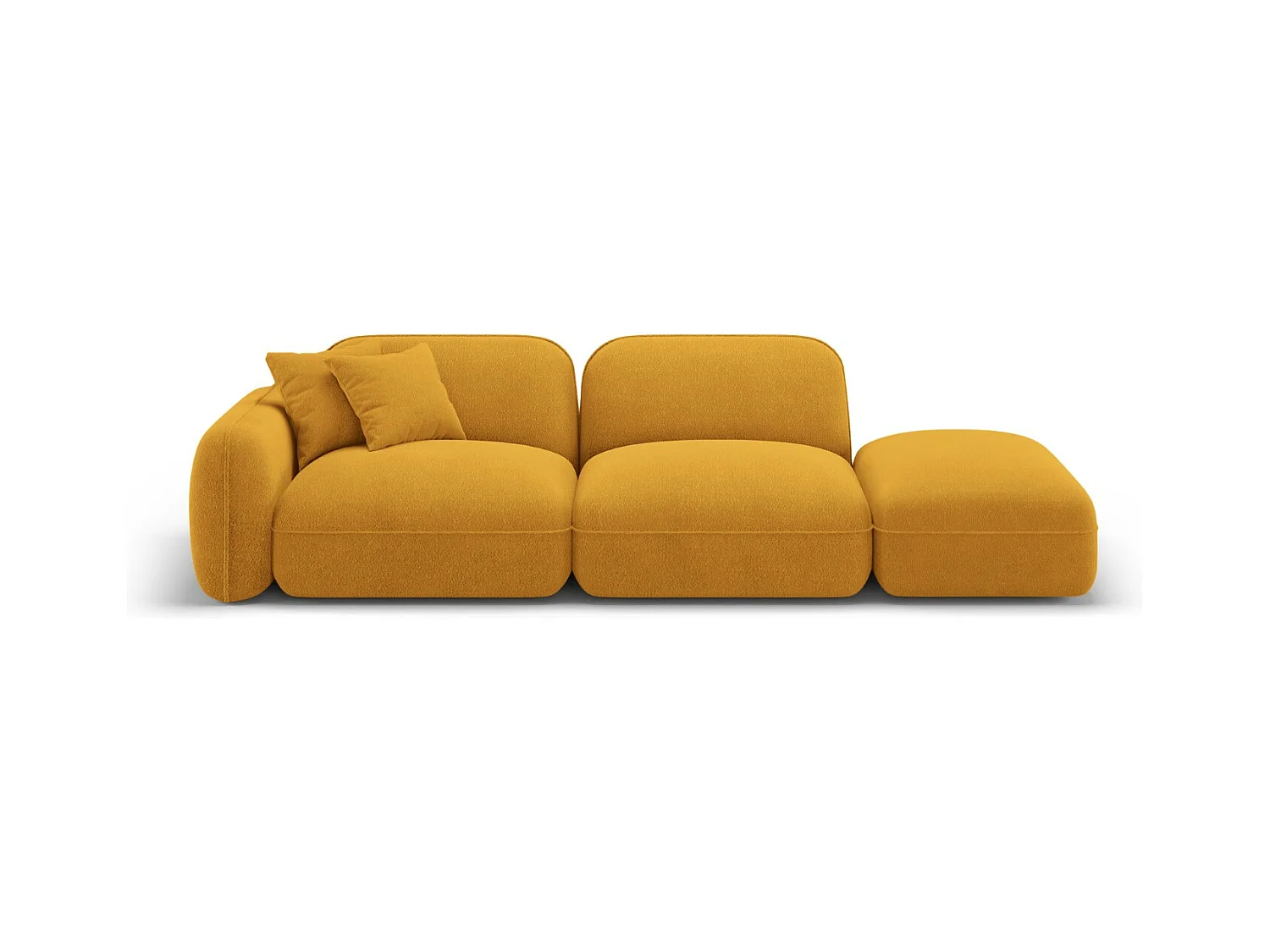 CXL by Christian Lacroix - Canapé modulable droit "Lucien" 3 places en velours moutarde - 295x90x70cm
