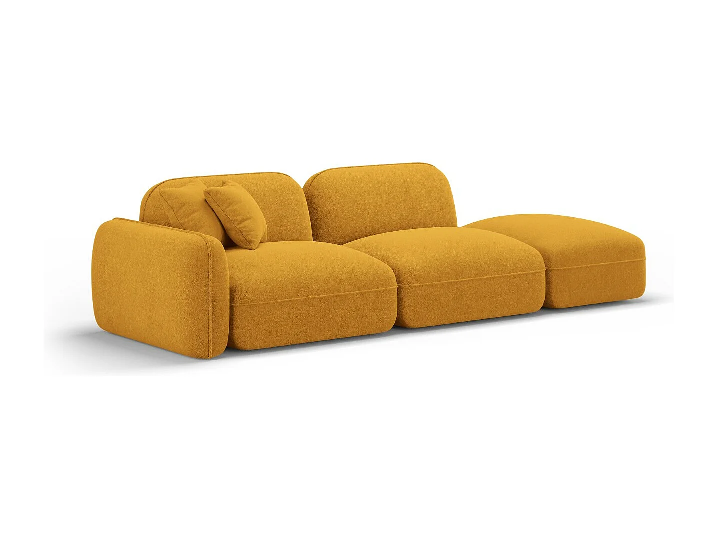 CXL by Christian Lacroix - Sofá modular direito "Lucien" 3 lugares em veludo mostarda - 295x90x70cm