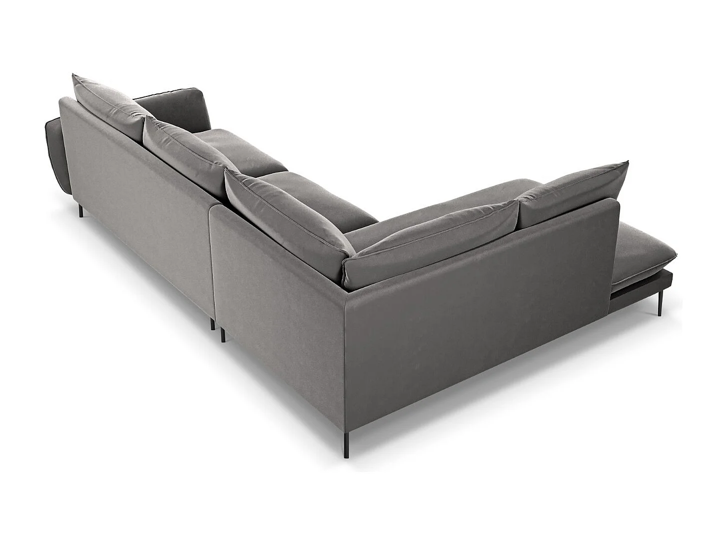 Cosmopolitan Design - Canapé d'angle gauche "Vienna" 6 places en velours gris clair - 275x185x95cm