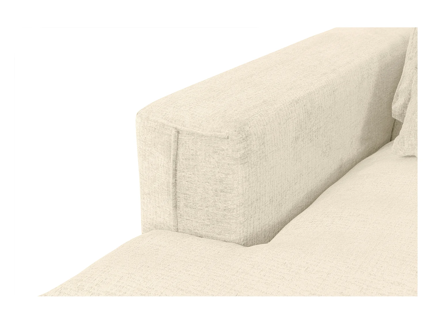 Canapé d'angle droit en tissu chenille beige COLYSIA