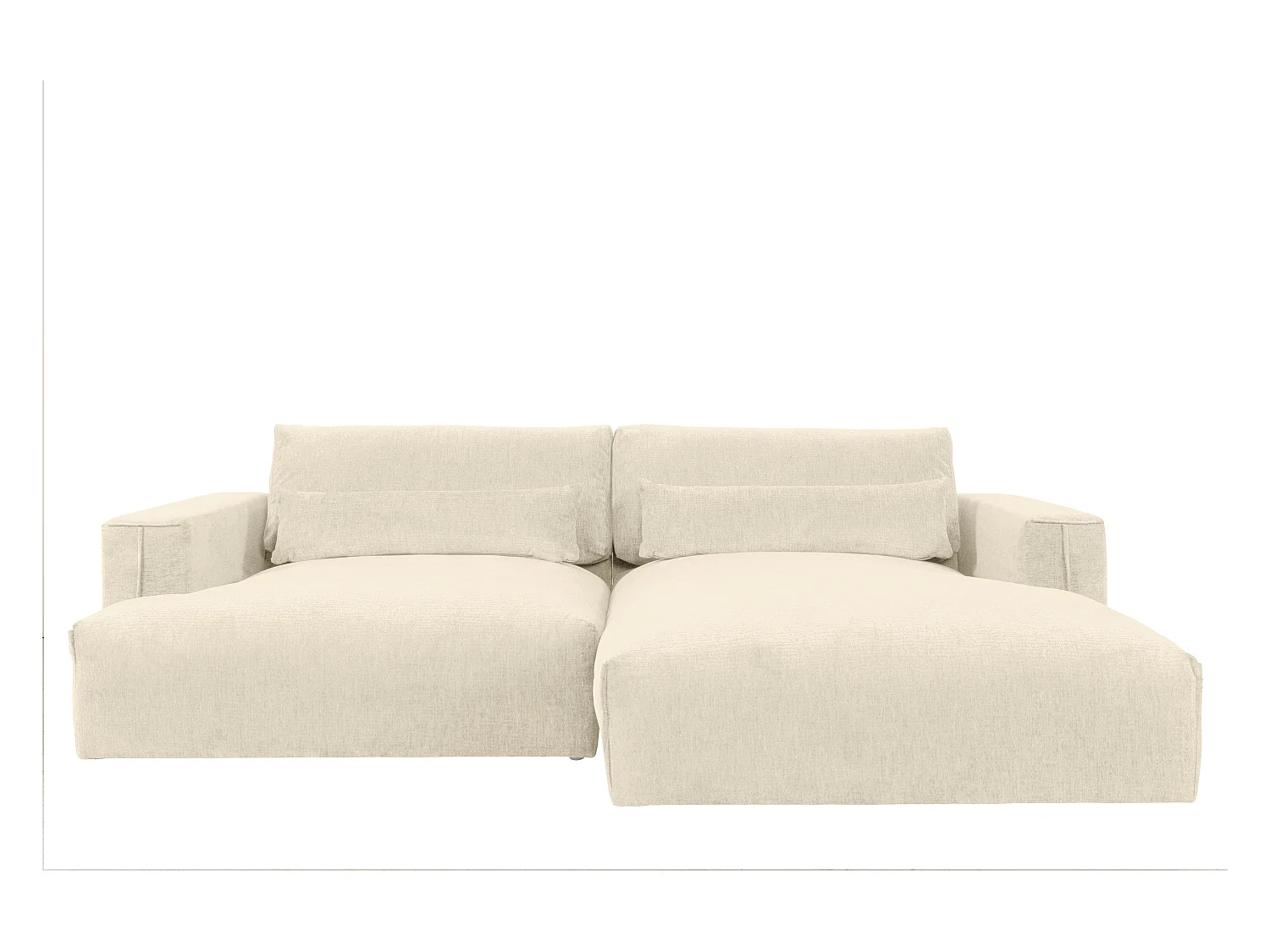 Canapé d'angle droit en tissu chenille beige COLYSIA