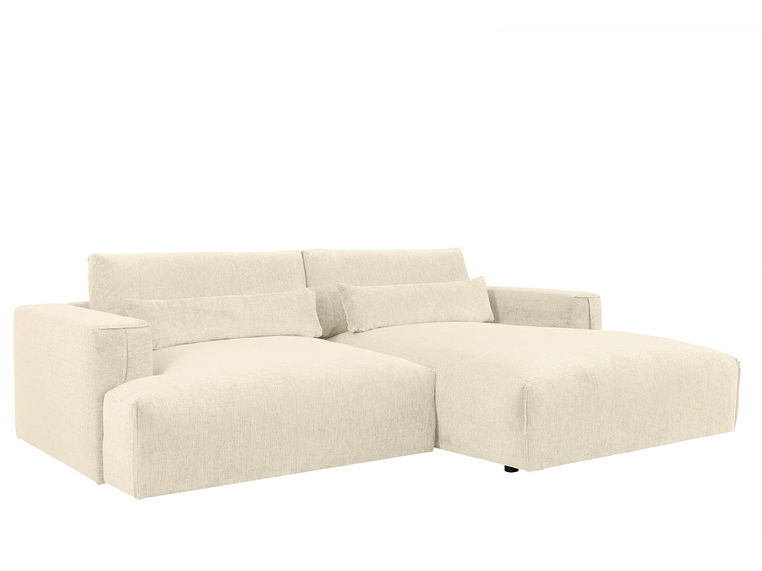 Canapé d'angle droit en tissu chenille beige COLYSIA