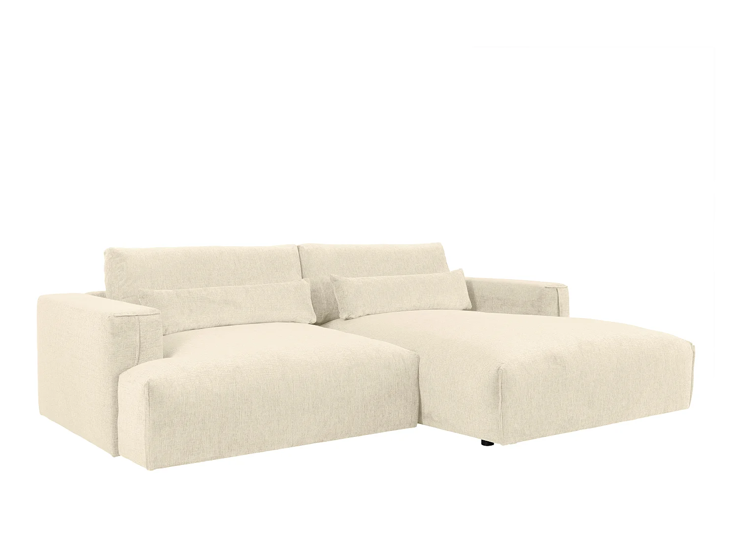 Canapé d'angle droit en tissu chenille beige COLYSIA