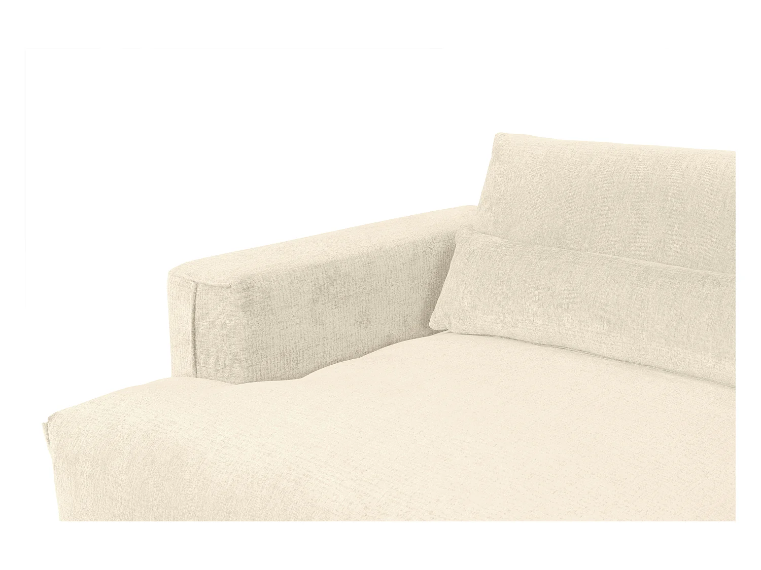 Canapé d'angle droit en tissu chenille beige COLYSIA