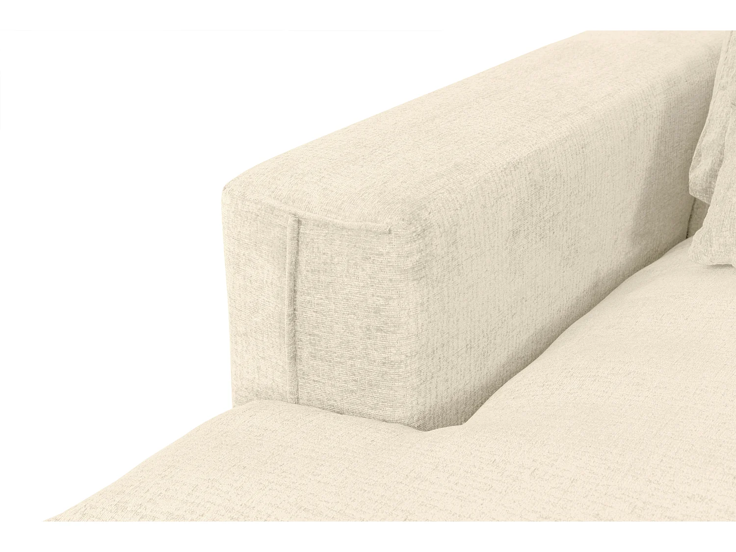 Canapé d'angle droit en tissu chenille beige COLYSIA
