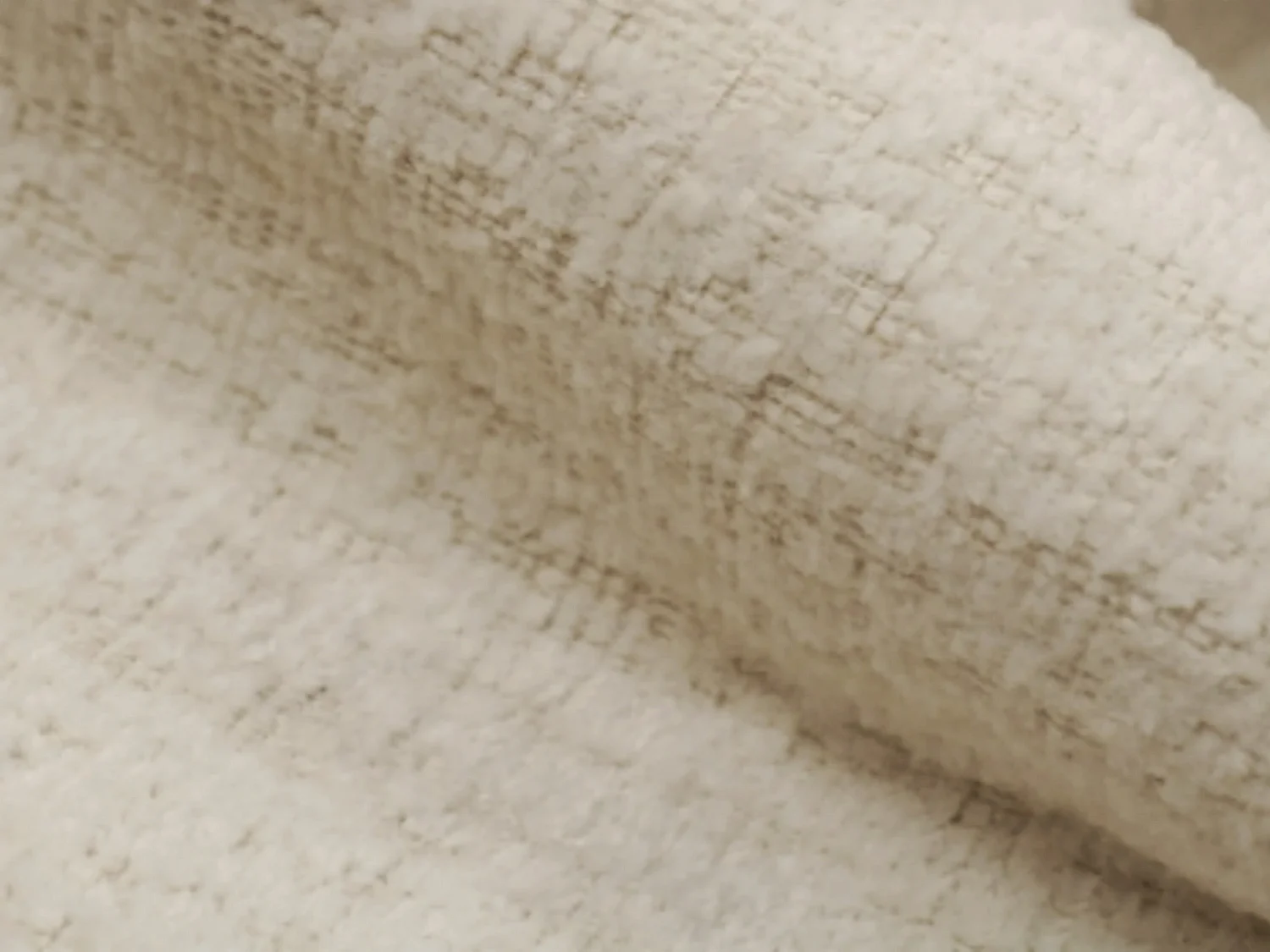 Canapé d'angle droit en tissu chenille beige COLYSIA