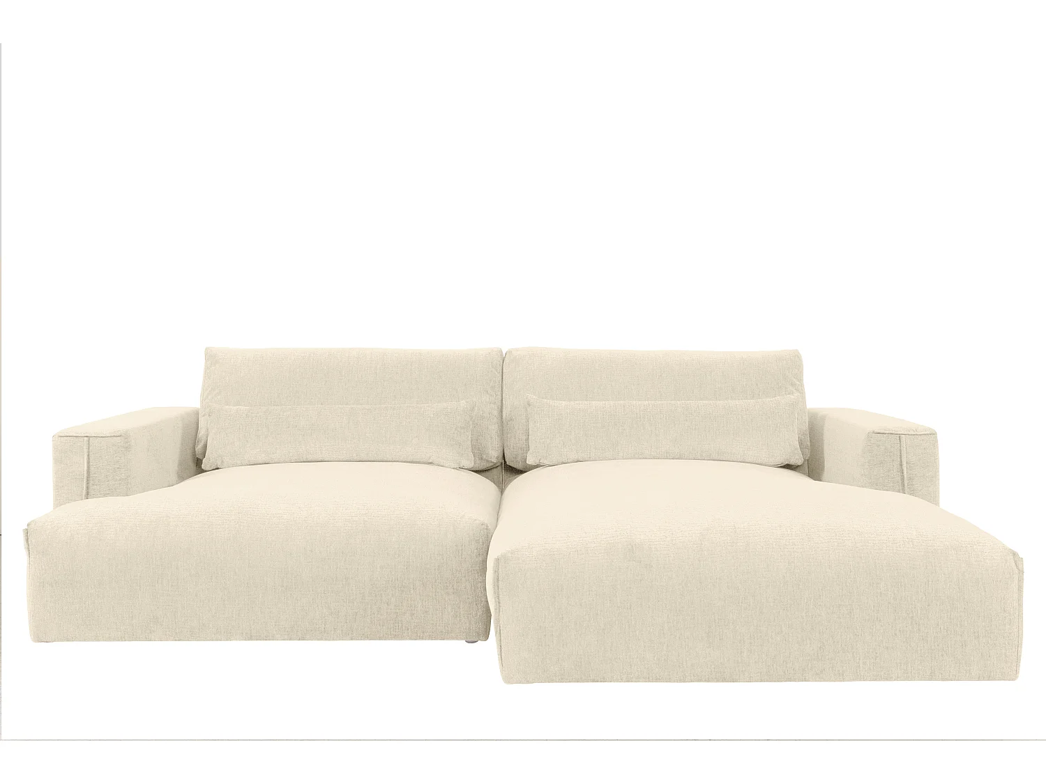 Canapé d'angle droit en tissu chenille beige COLYSIA