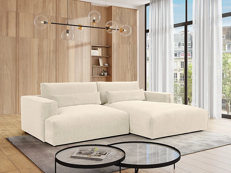 Cayipng Divano moderno minimalista a due posti con poggiapiedi, tessuto ciniglia, vani portaoggetti laterali e cuscini, comodo e spazioso, adatto per soggiorno/camera da letto/ufficio
