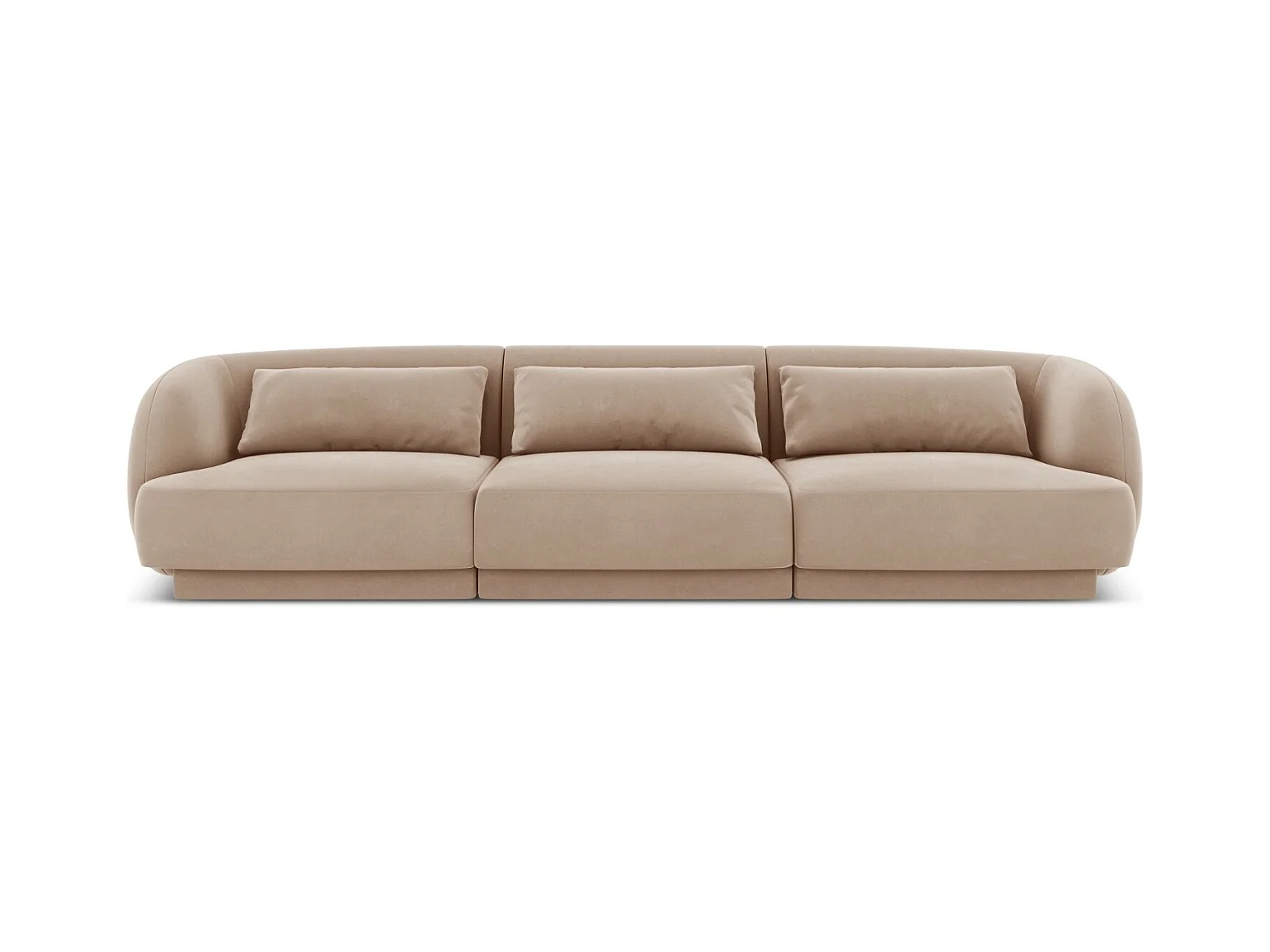 Cosmopolitan Design - Canapé "Tulum" 3 places en velours beige - 255x90x70cm