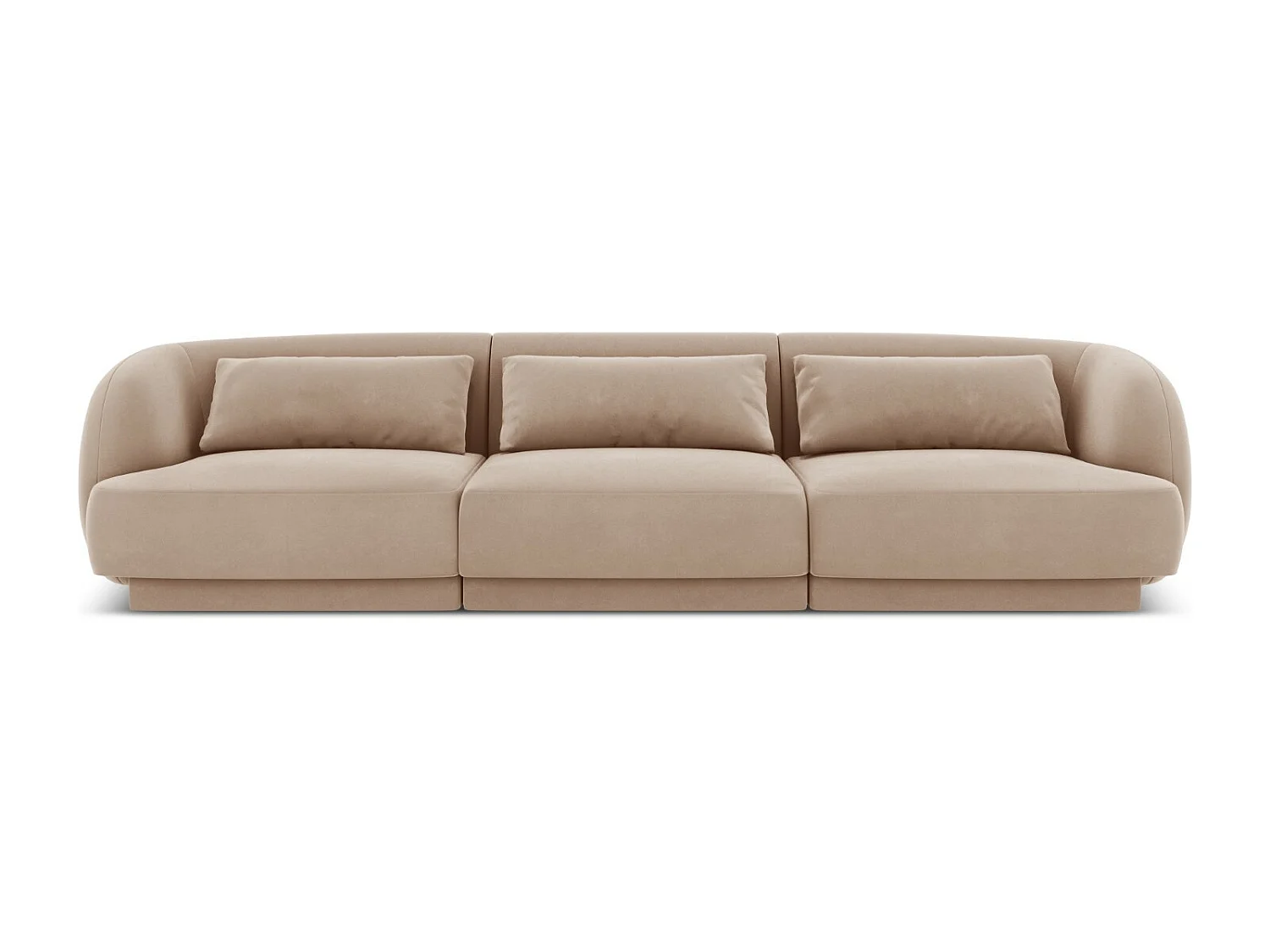Cosmopolitan Design - Canapé "Tulum" 3 places en velours beige - 255x90x70cm