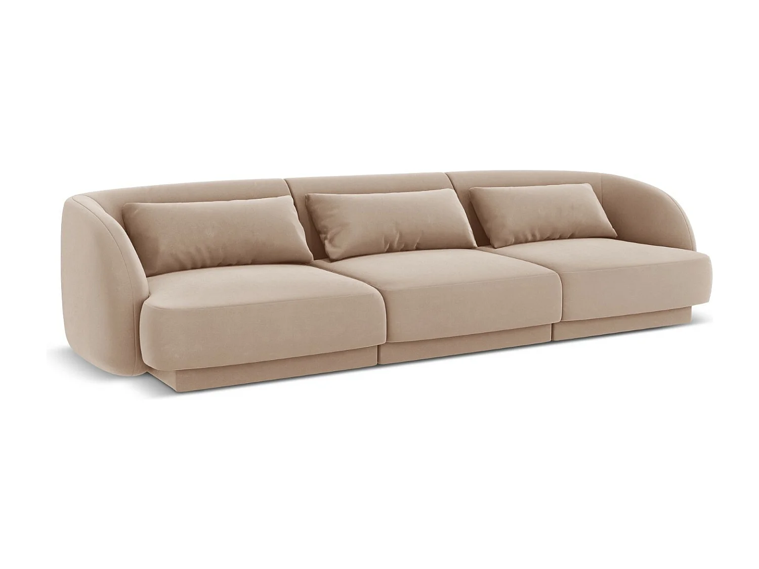 Cosmopolitan Design - Canapé "Tulum" 3 places en velours beige - 255x90x70cm