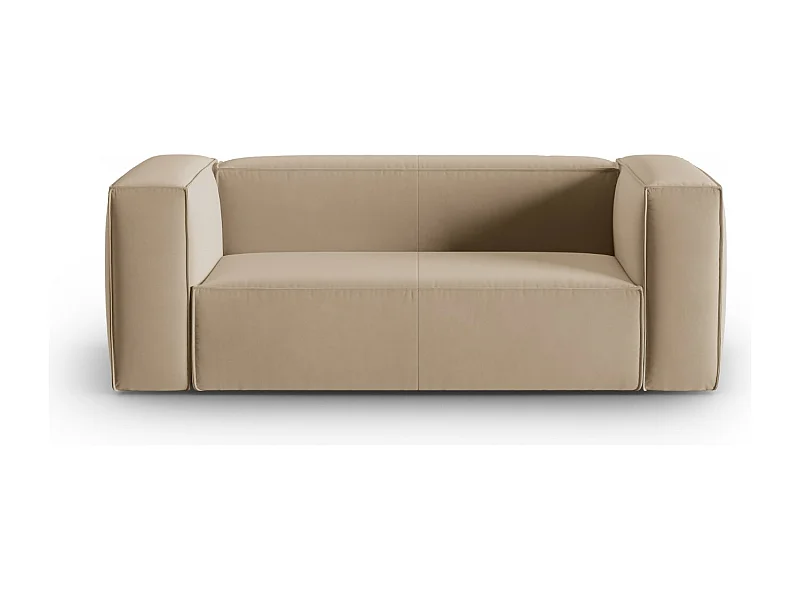 Cosmopolitan Design - Bank "Mackay" 2 zitplaatsen, Flueel, Zand - 150x94x73cm