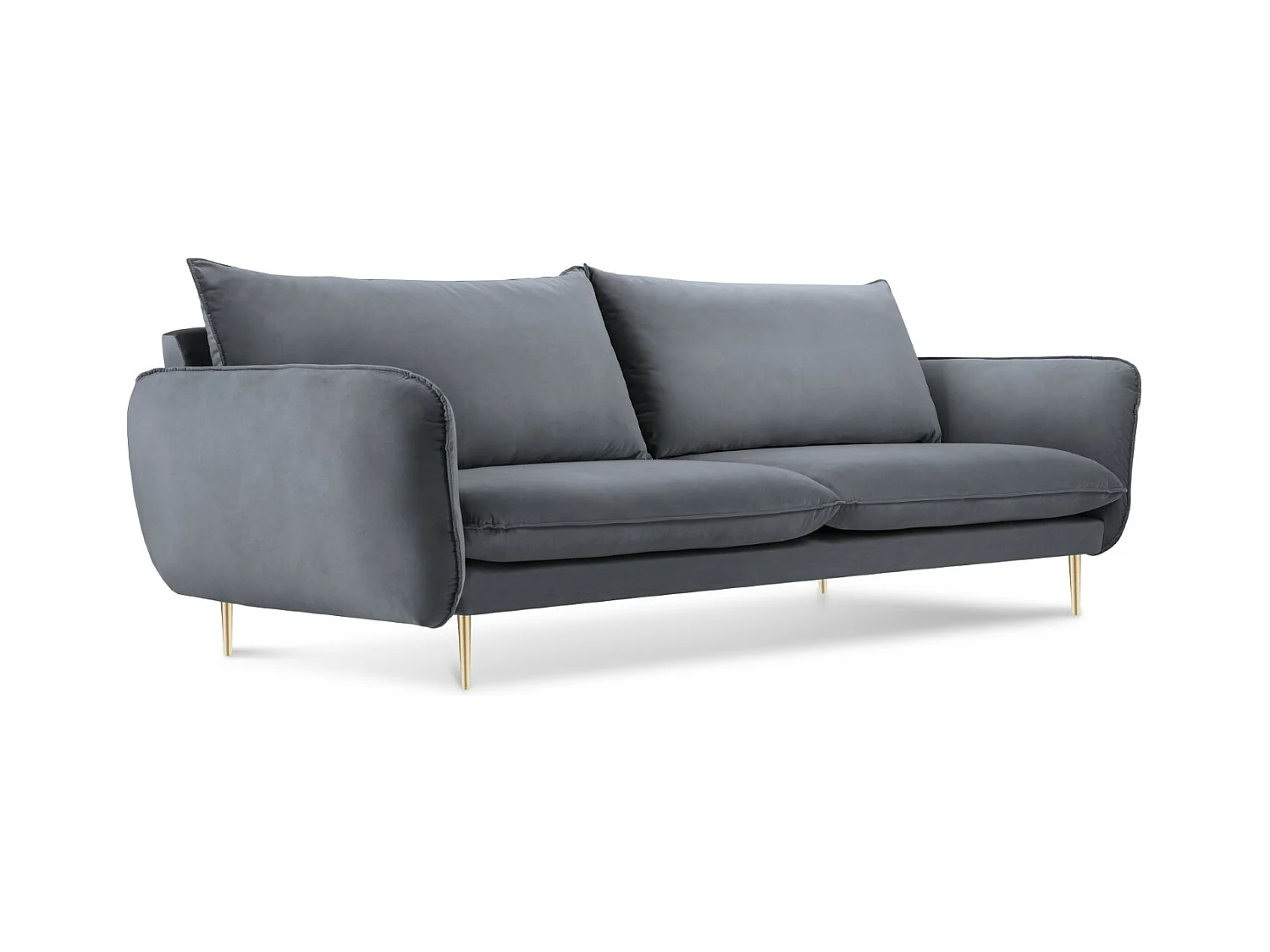 Cosmopolitan Design - Bank "Vienna" 4 zitplaatsen, Flueel, Blauw Grijs - 230x92x95cm