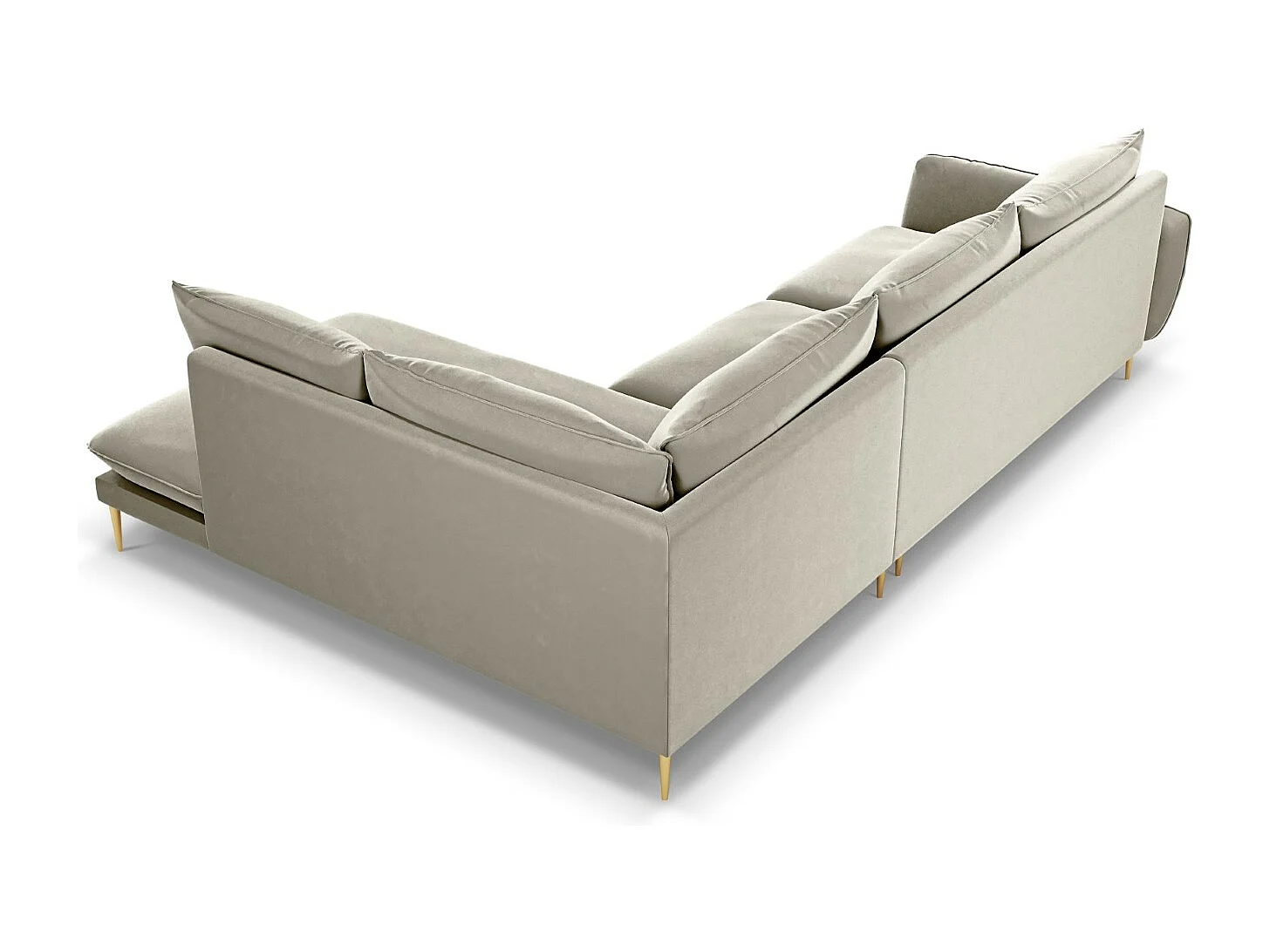 Cosmopolitan Design - Canapé d'angle droit "Vienna" 6 places en velours beige - 275x185x95cm