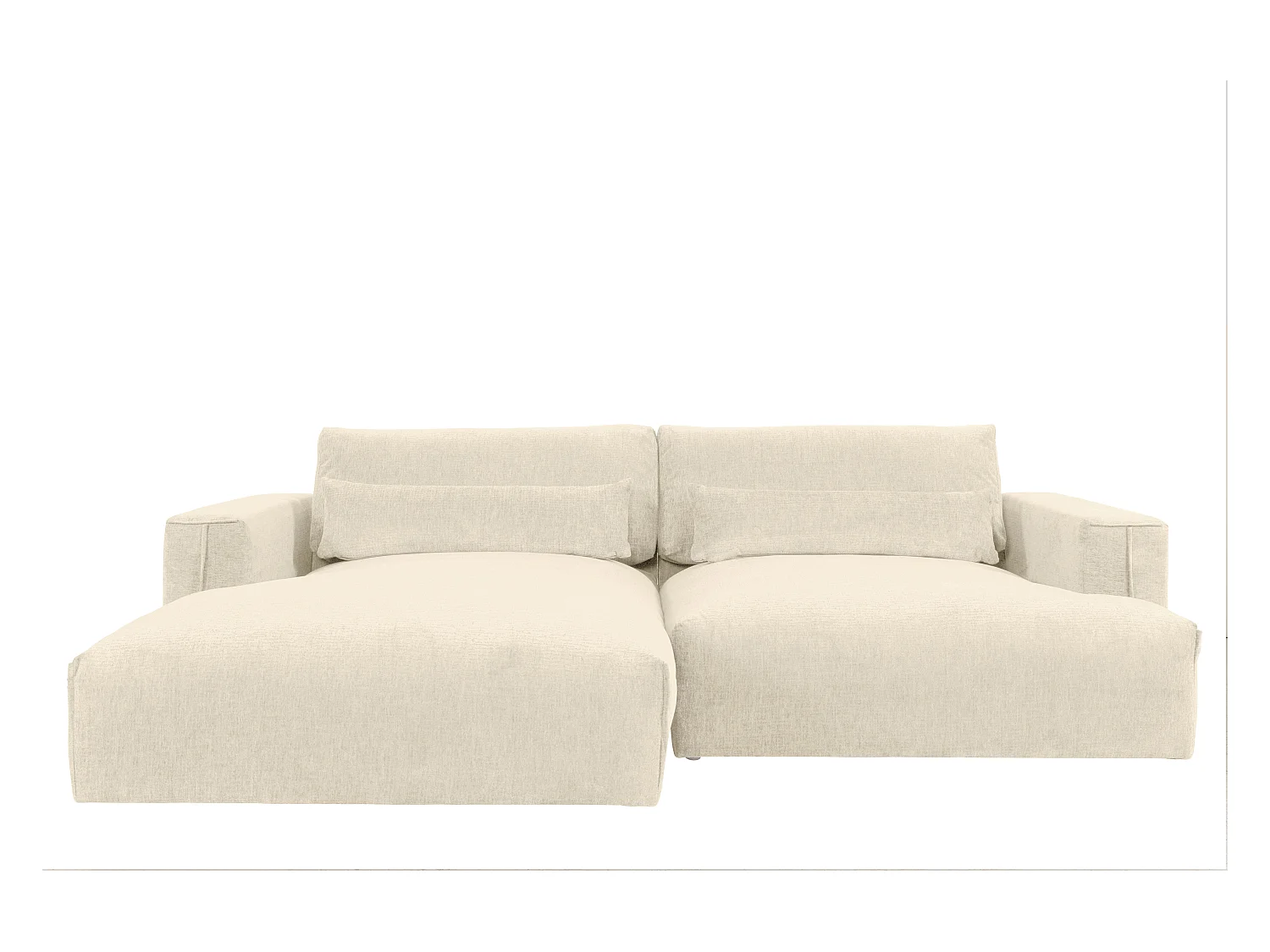 Canapé d'angle gauche en tissu chenille beige COLYSIA