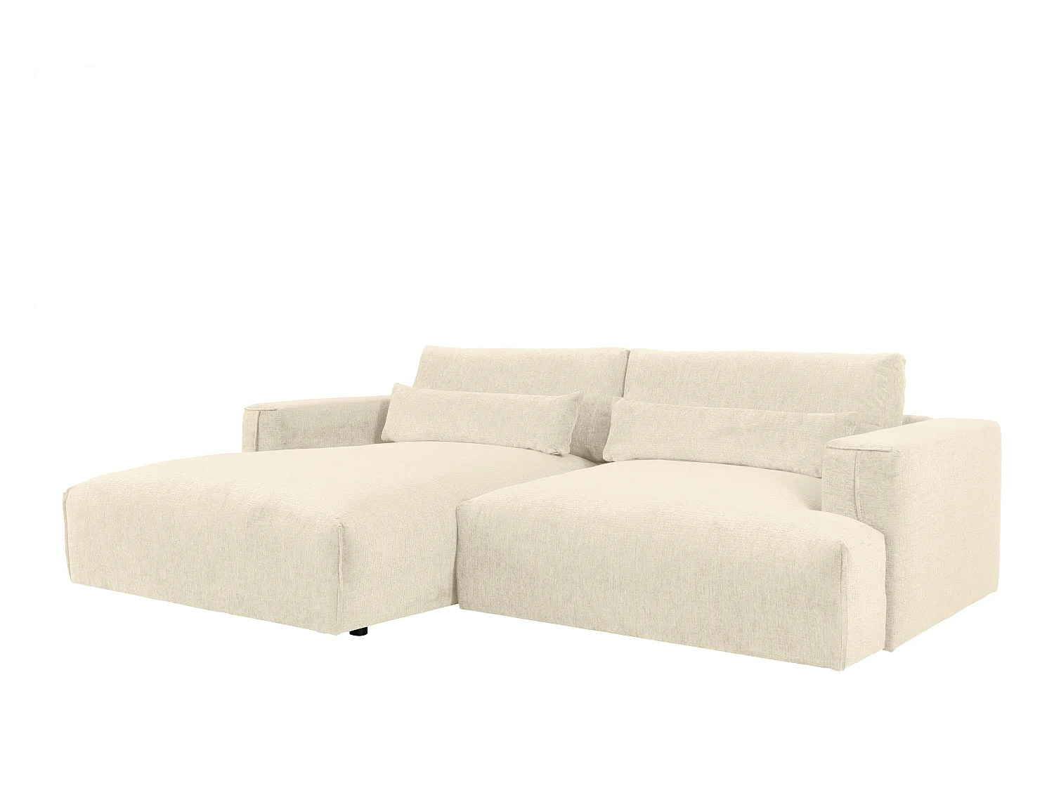 Canapé d'angle gauche en tissu chenille beige COLYSIA