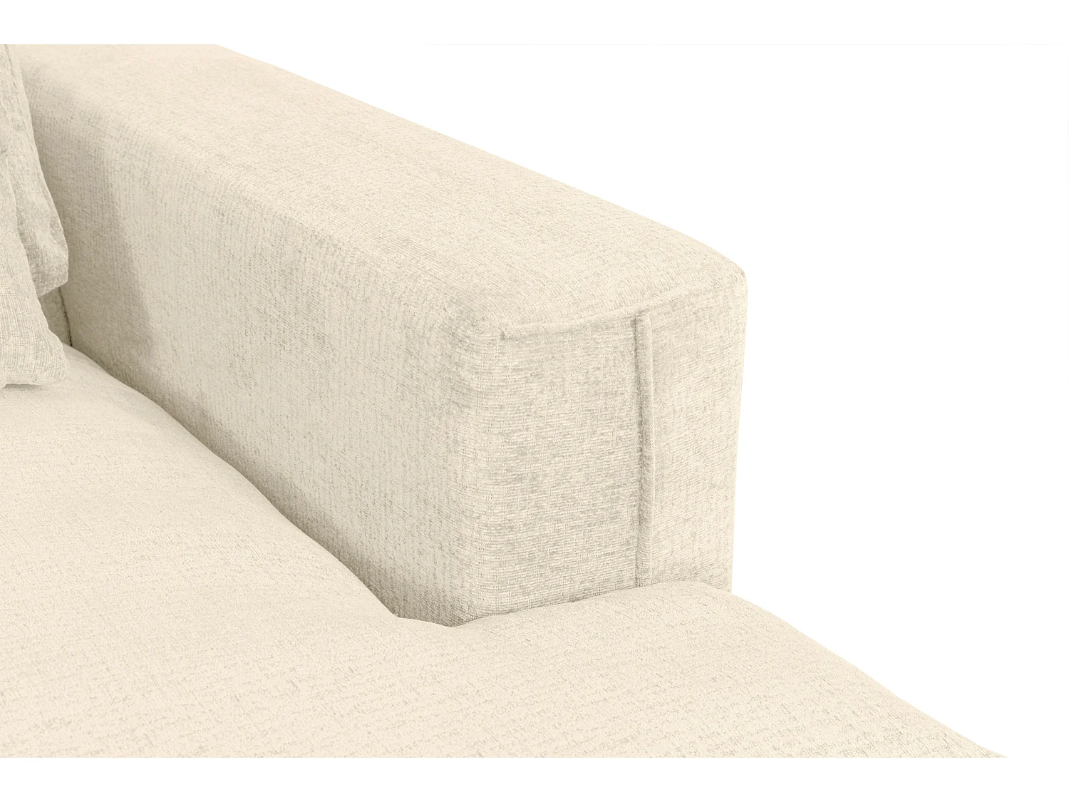 Canapé d'angle gauche en tissu chenille beige COLYSIA