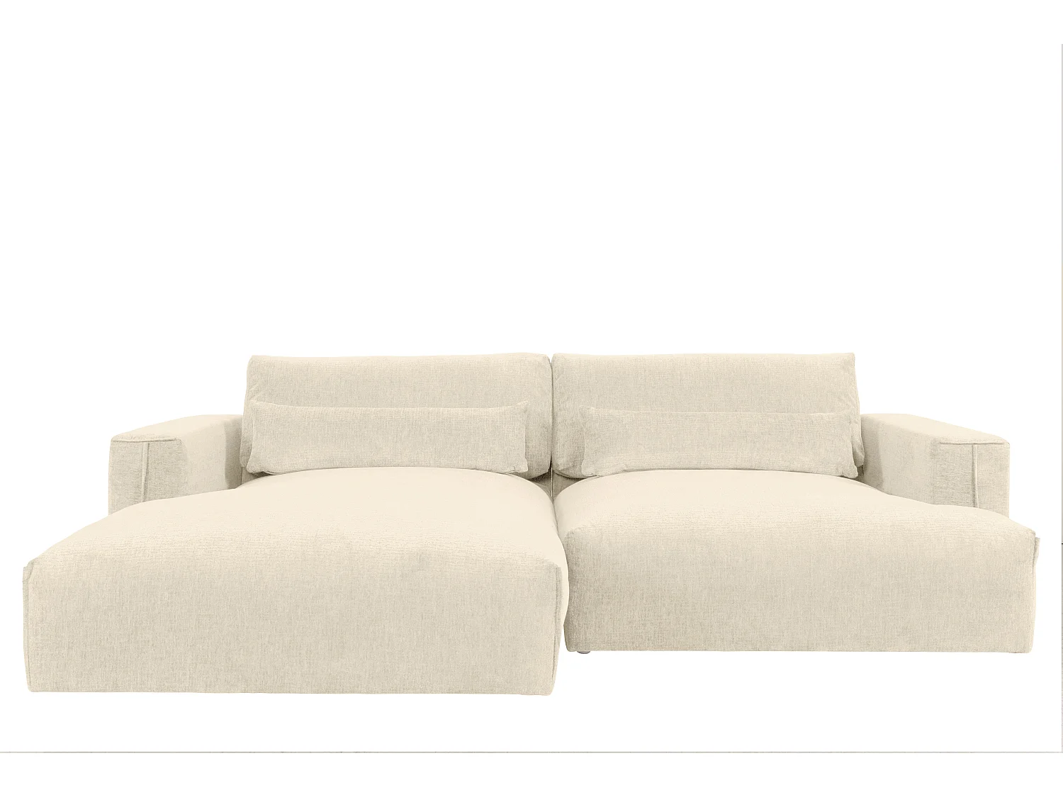 Sofá rinconera izquierda en tela texturizada beige COLYSA