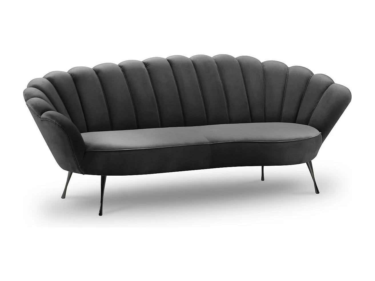 Cosmopolitan Design - Canapé "Kingston" 3 places en velours gris foncé - 224x95x85cm