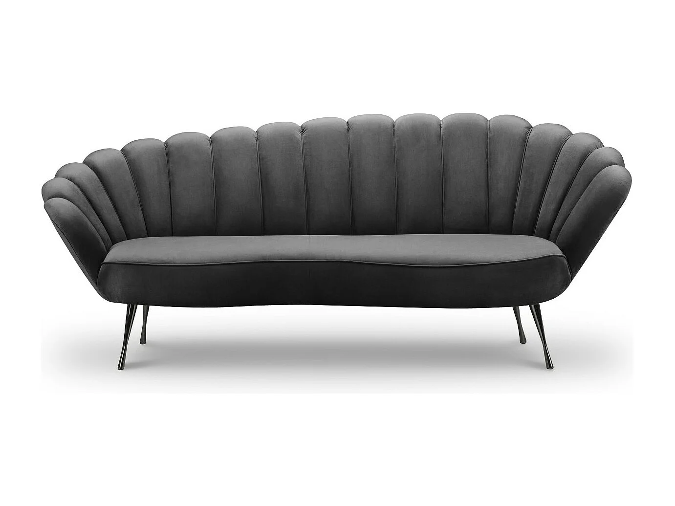 Cosmopolitan Design - Canapé "Kingston" 3 places en velours gris foncé - 224x95x85cm