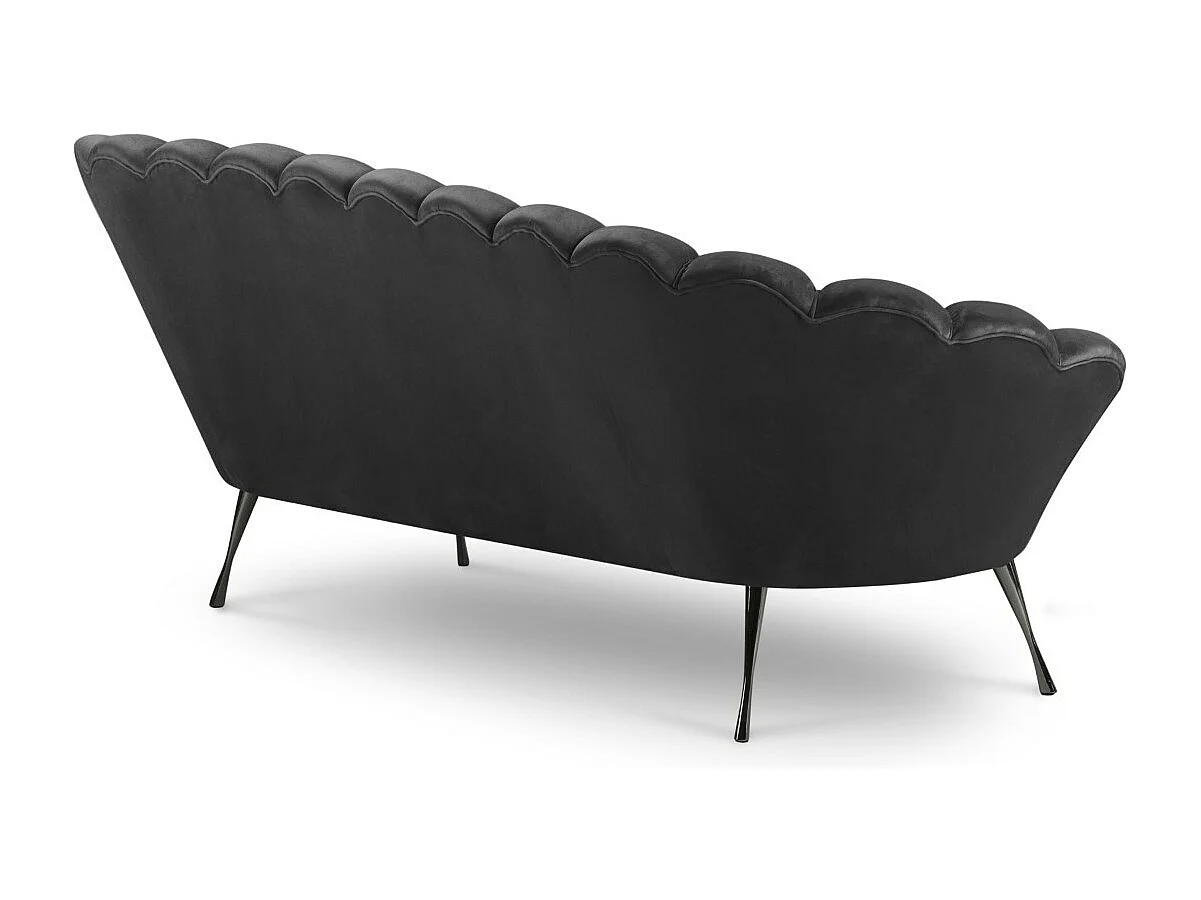 Cosmopolitan Design - Canapé "Kingston" 3 places en velours gris foncé - 224x95x85cm