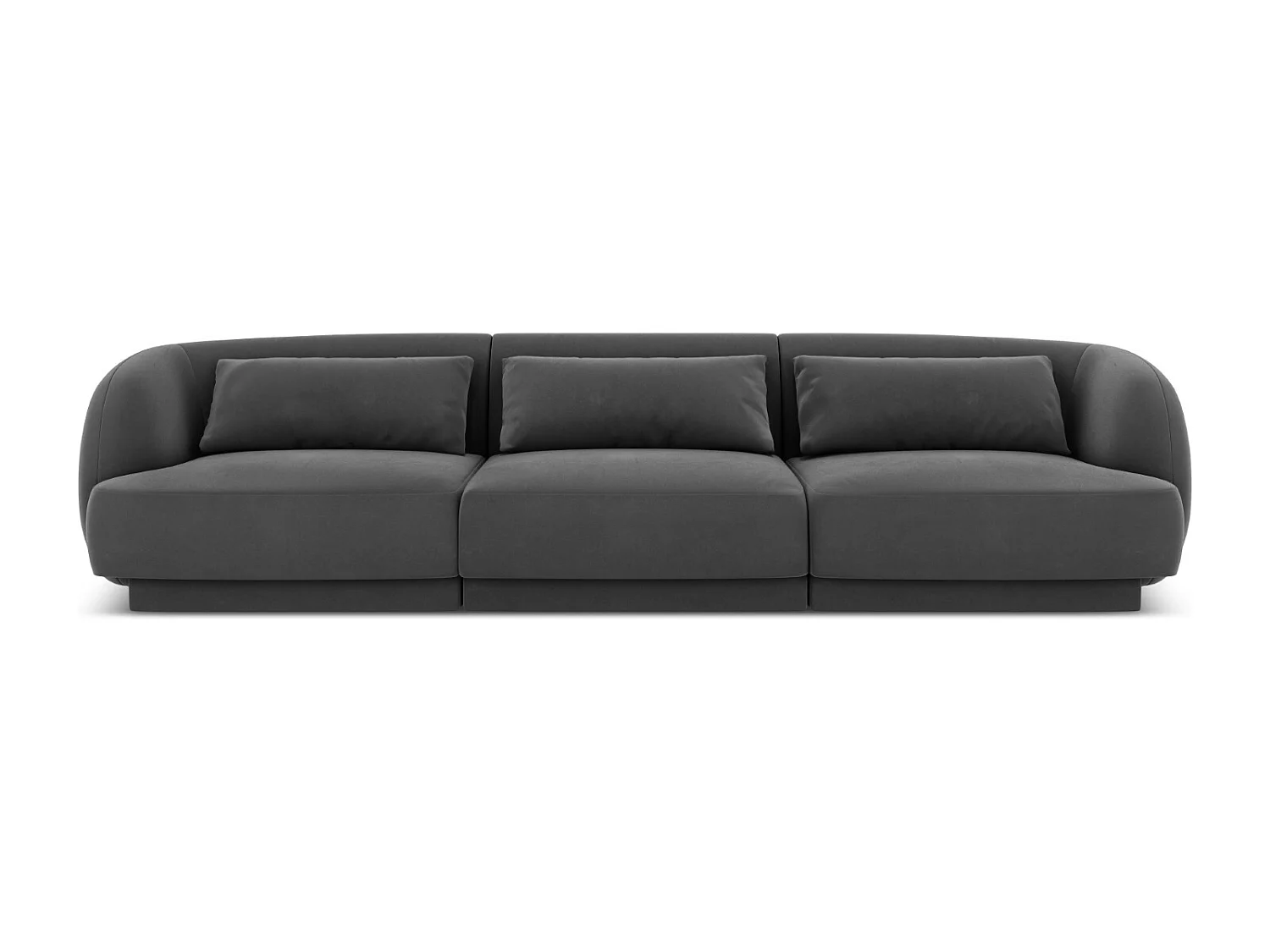 Cosmopolitan Design - Bank "Tulum" 3 zitplaatsen, Flueel, Grijs - 255x90x70cm