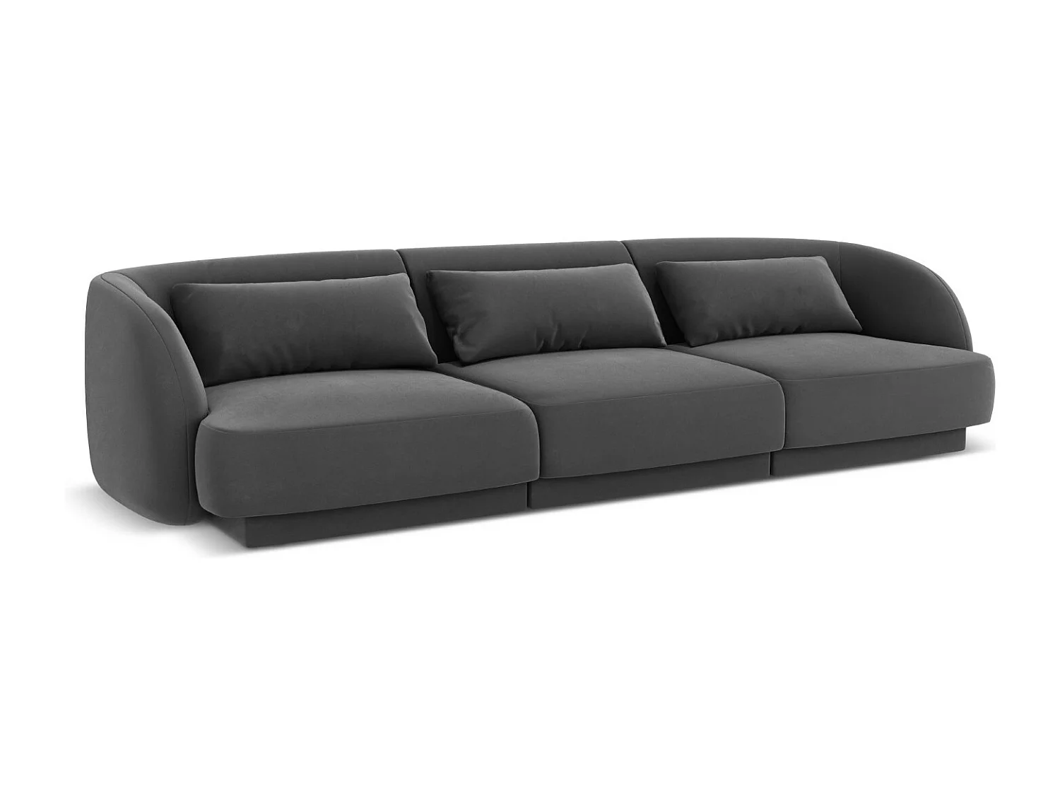 Cosmopolitan Design - Bank "Tulum" 3 zitplaatsen, Flueel, Grijs - 255x90x70cm