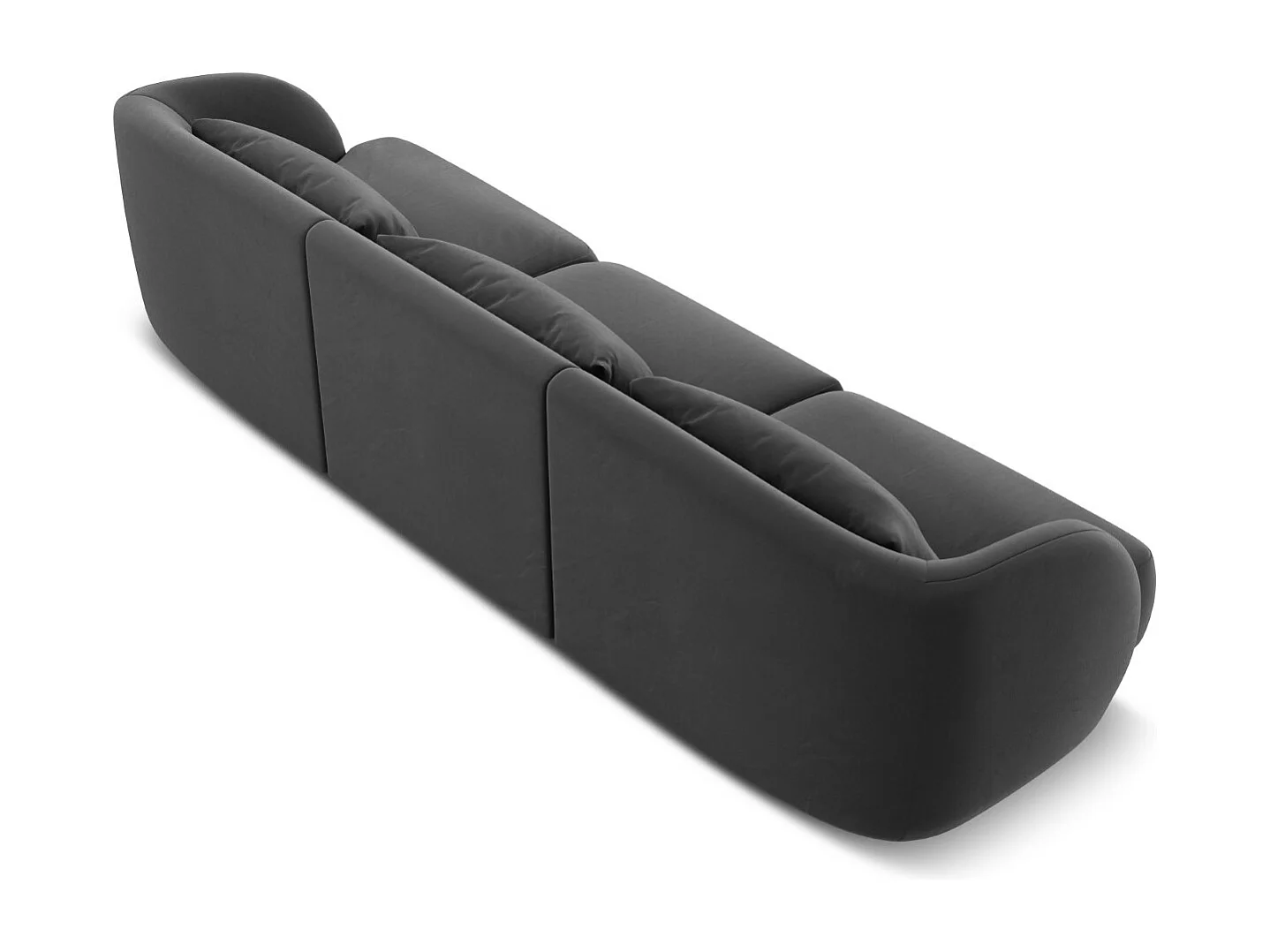 Cosmopolitan Design - Bank "Tulum" 3 zitplaatsen, Flueel, Grijs - 255x90x70cm