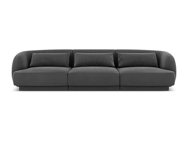 Cosmopolitan Design - Sofa, "Tulum" 3 miejsca welur, szary - 255x90x70cm