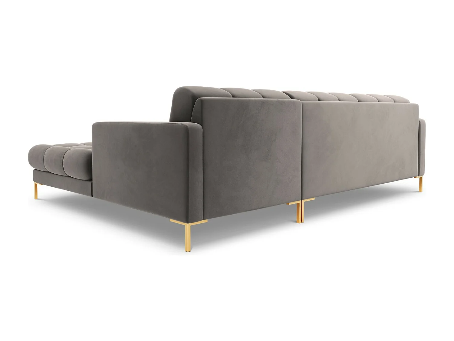 Cosmopolitan Design - Sofá de canto direito "Bali" 5 lugares em veludo cinza claro - 293x185x75cm