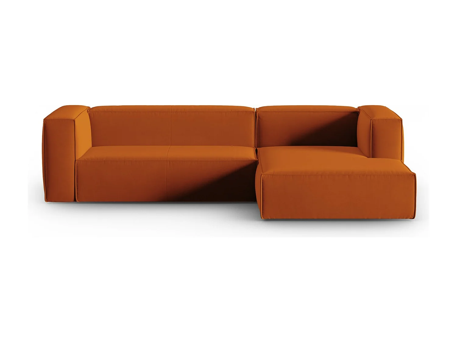 Cosmopolitan Design - Sofá esquinero derecho "Mackay" 4 plazas de terciopelo terracota - 282x166x73cm