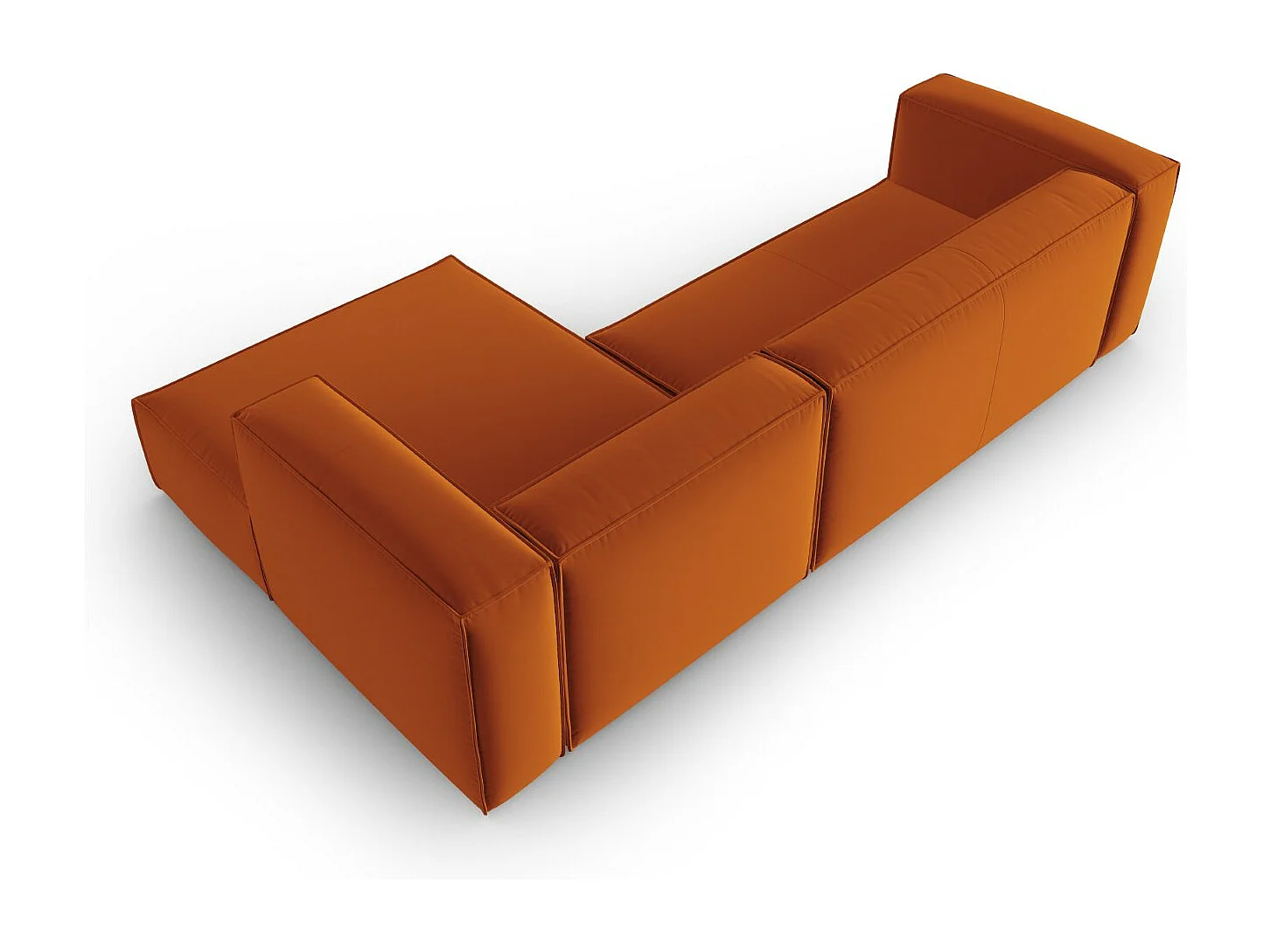Cosmopolitan Design - Sofá esquinero derecho "Mackay" 4 plazas de terciopelo terracota - 282x166x73cm