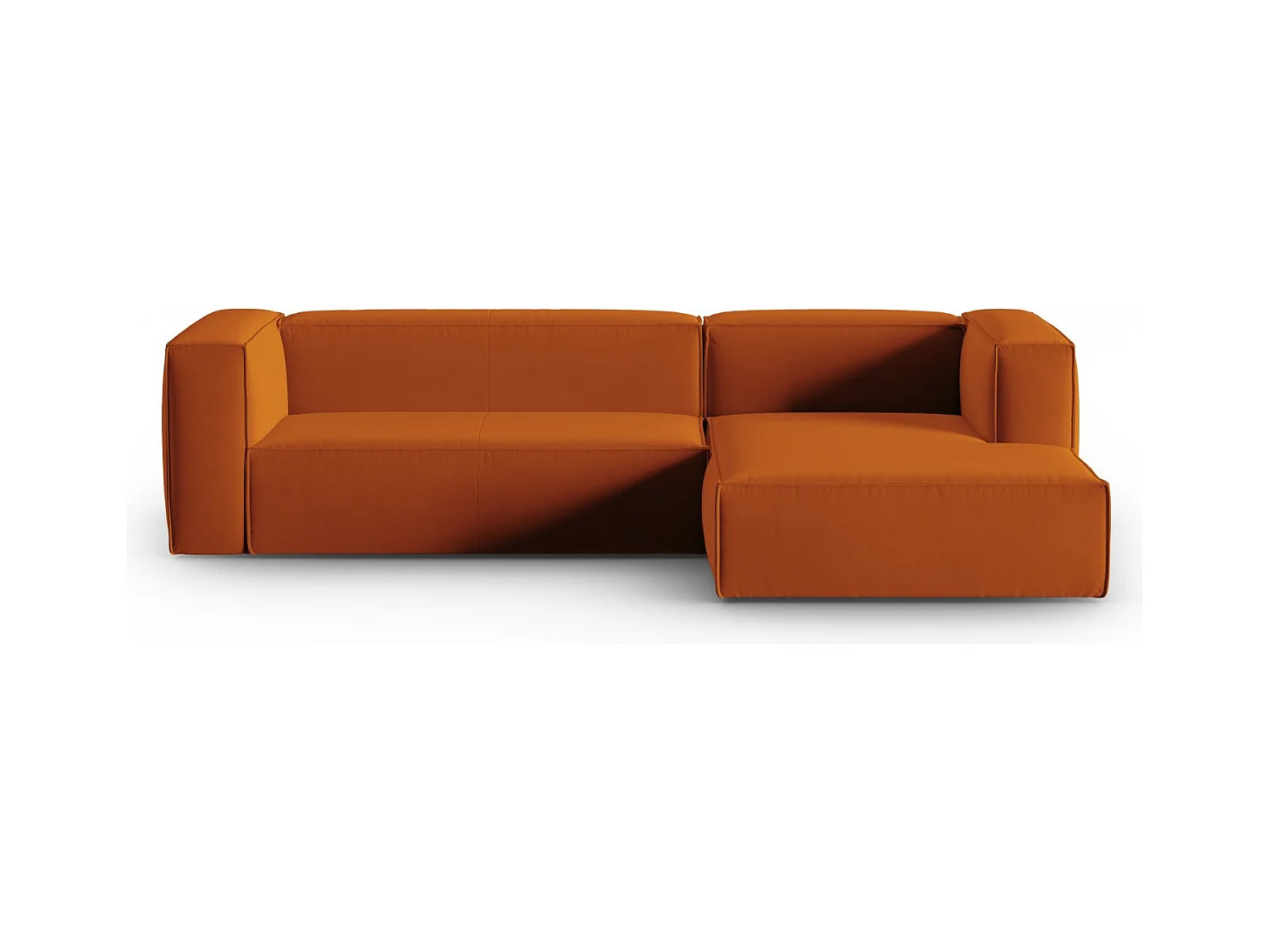 Cosmopolitan Design - Canapé d'angle droit "Mackay" 4 places en velours terracotta - 282x166x73cm