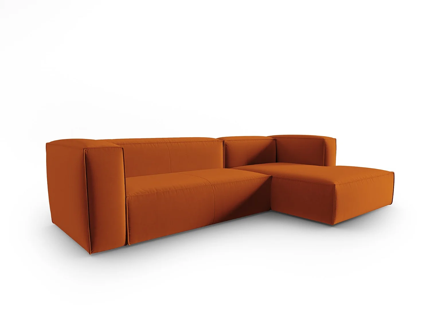 Cosmopolitan Design - Canapé d'angle droit "Mackay" 4 places en velours terracotta - 282x166x73cm