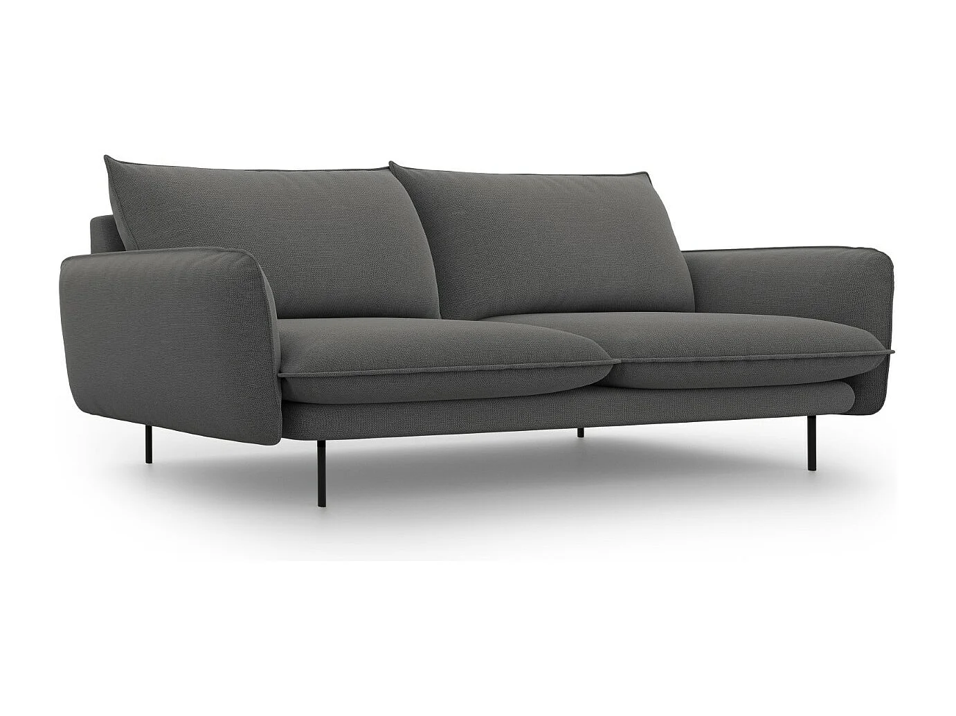 Cosmopolitan Design - 4-Sitzer Sofa "Vienna" aus strukturiertem Stoff dunkelgrau - 230x92x95cm