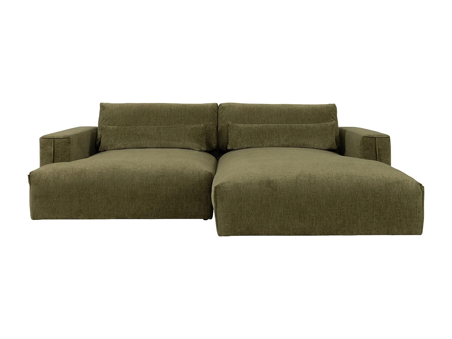 Canapé d'angle droit en tissu chenille vert kaki COLYSIA