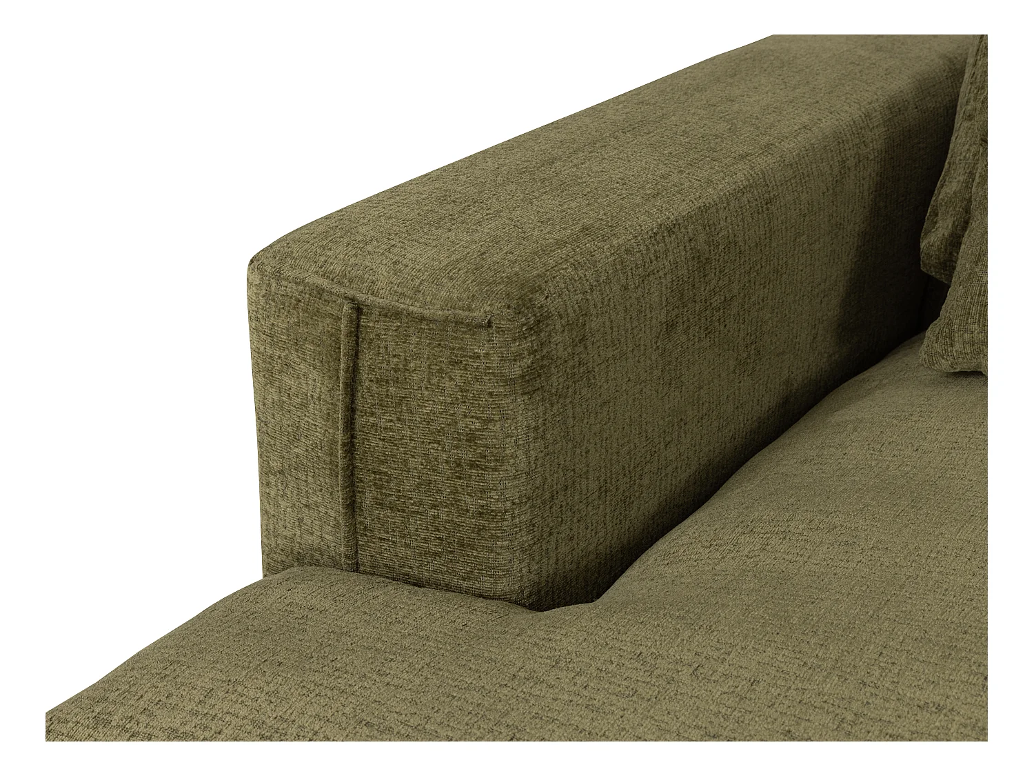 Canapé d'angle droit en tissu chenille vert kaki COLYSIA